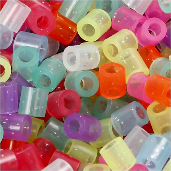 Bügelperlen, Größe 5x5 mm, Lochgröße 2,5 mm, medium, Glitter-Farben, 20000 sort./ 1 Eimer – Bild 3