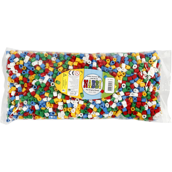 Bügelperlen, Größe 10x10 mm, Lochgröße 5,5 mm, JUMBO, Standard-Farben, 3200 sort./ 1 Pck – Bild 2