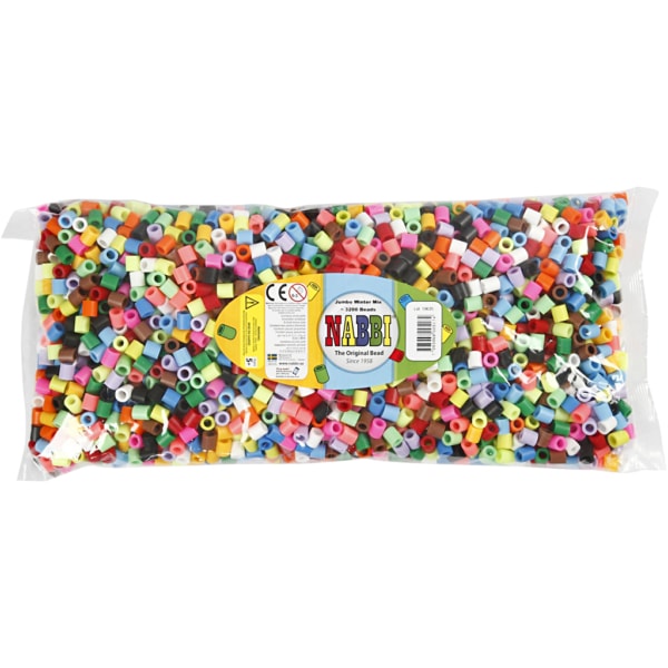 Bügelperlen, Größe 10x10 mm, Lochgröße 5,5 mm, JUMBO, Zusätzliche Farben, 3200 sort./ 1 Pck – Bild 2