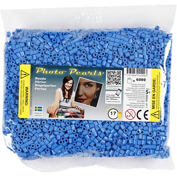 Fotoperlen, Größe 5x5 mm, Lochgröße 2,5 mm, medium, Blau (17), 6000 Stk/ 1 Pck – Bild 2