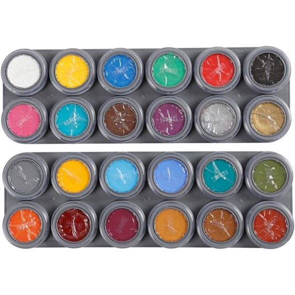 Grimas Gesichtsschminke auf Farbpalette, Sortierte Farben, 24x2,5 ml/ 1 Stk – Bild 3