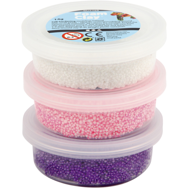 Foam Clay® , Glitter,Metallic, Pink, Flieder, Weiß, 3x14 g/ 1 Pck – Bild 2
