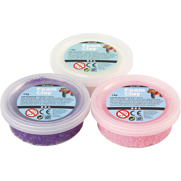 Foam Clay® , Glitter,Metallic, Pink, Flieder, Weiß, 3x14 g/ 1 Pck – Bild 5