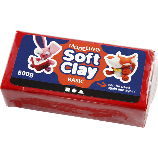 Soft Clay Knetmasse, Größe 13x6x4 cm, Rot, 500 g/ 1 Pck – Bild 2