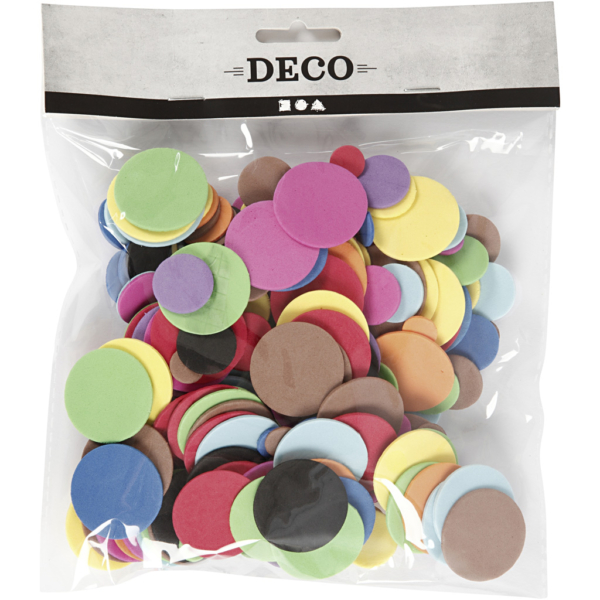 Moosgummikreise, D 12+20+32 mm, Sortierte Farben, 300 sort./ 1 Pck – Bild 2