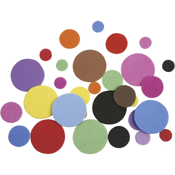 Moosgummikreise, D 12+20+32 mm, Sortierte Farben, 2120 sort./ 1 Pck – Bild 2