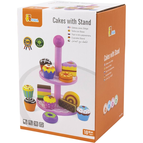 VIGA Cupcakes mit Kuchenregal, Größe 25.5 cm, 1 Set – Bild 2