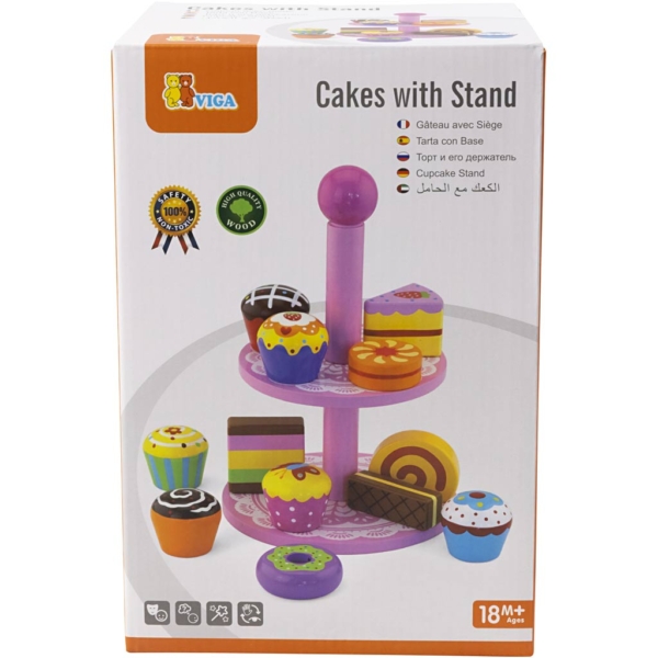 VIGA Cupcakes mit Kuchenregal, Größe 25.5 cm, 1 Set – Bild 3