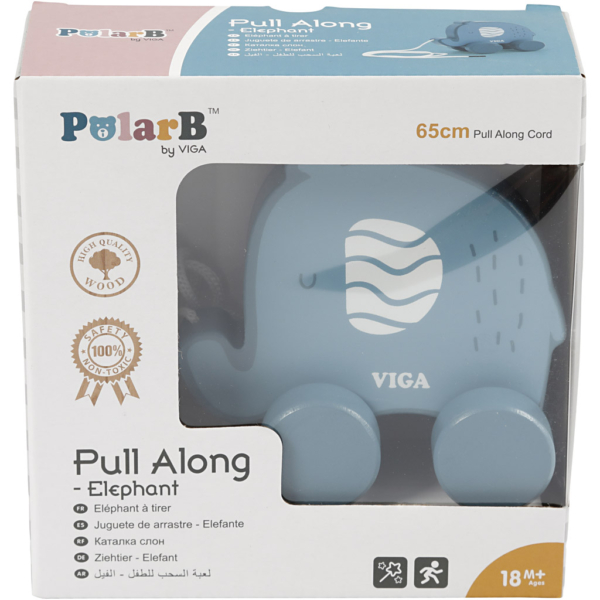 VIGA Spielzeugelefant zum Ziehen, Größe 11 cm, Blau, 1 Stk – Bild 3