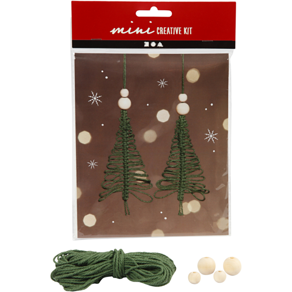Mini Kreativ Set, Weihnachtsbaum aus Macramé, H 11 cm, 1 Pck
