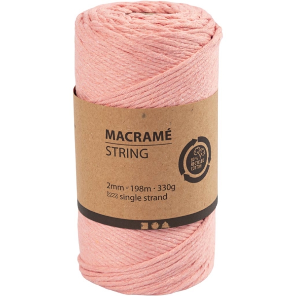 Macramé-Kordel, L 198 m, D 2 mm, Rosa, 330 g/ 1 Rolle – Bild 2