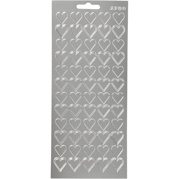 Sticker, Herzen, 10x23 cm, Silber, 1 Bl.