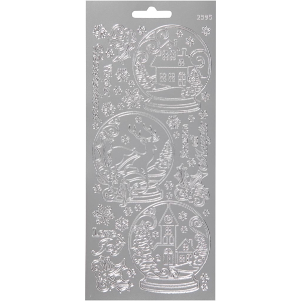 Sticker, Schneekugeln, 10x23 cm, Silber, 1 Bl.
