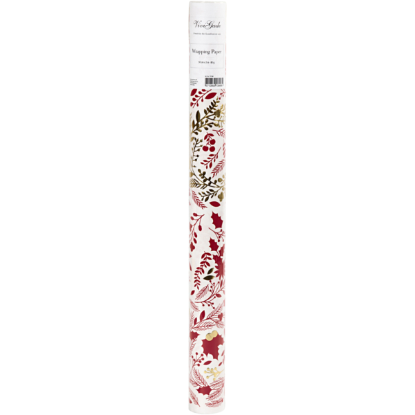 Geschenkpapier, Weihnachtsbäume, B 50 cm, 80 g, Gold, Rot, Weiß, 3 m/ 1 Rolle – Bild 2