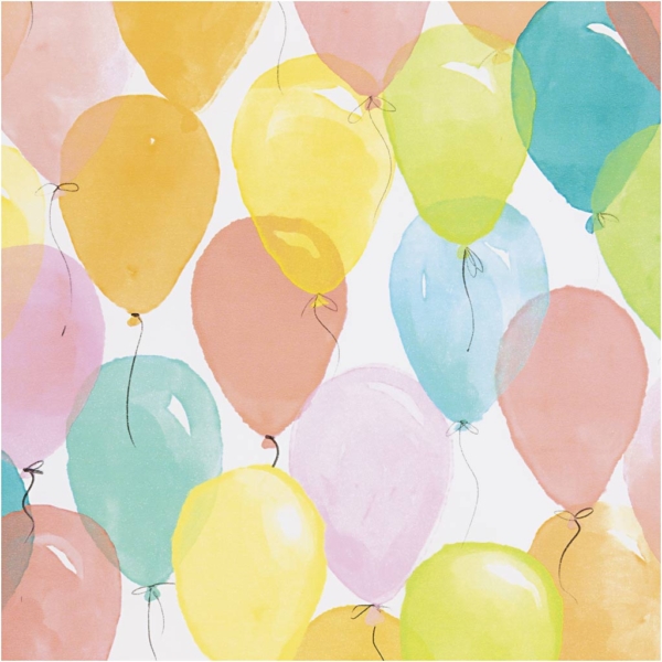 Geschenkpapier, Ballons, B 50 cm, 80 g, Pastellfarben, 5 m/ 1 Rolle