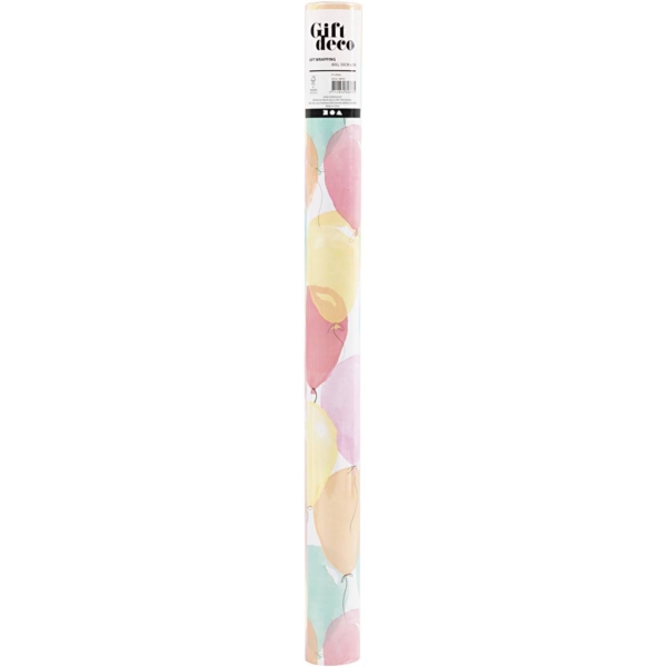 Geschenkpapier, Ballons, B 50 cm, 80 g, Pastellfarben, 5 m/ 1 Rolle – Bild 2