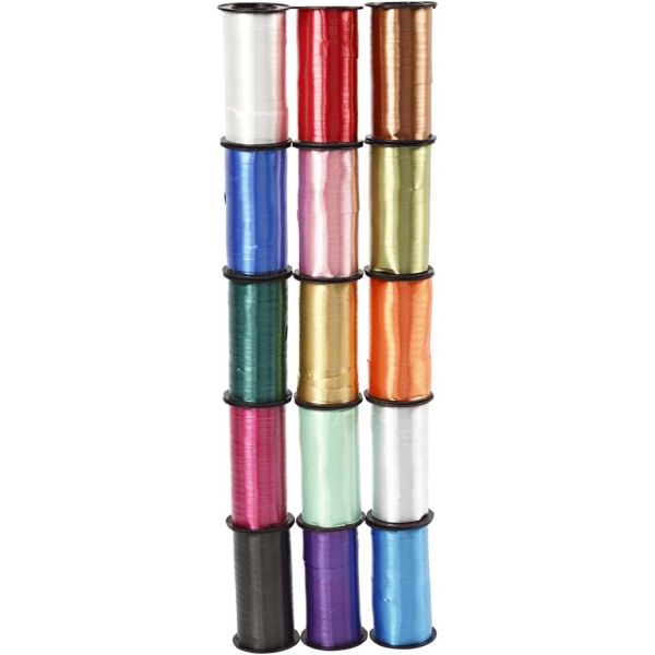 Kräuselband - Sortiment , B 10 mm, Glänzend, Sortierte Farben, 15x50 m/ 1 Pck – Bild 4