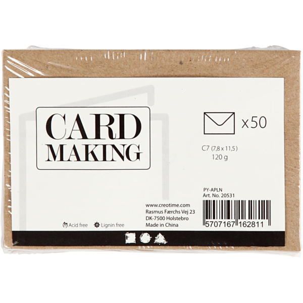 Recycelter Umschlag, Umschlaggröße 7,8x11,5 cm, 120 g, Natur, 50 Stk/ 1 Pck – Bild 5