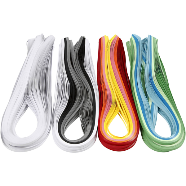 Quilling-Streifen, L 78 cm, B 5 mm, 120 g, Sortierte Farben, 12x100 Stk/ 1 Pck – Bild 2