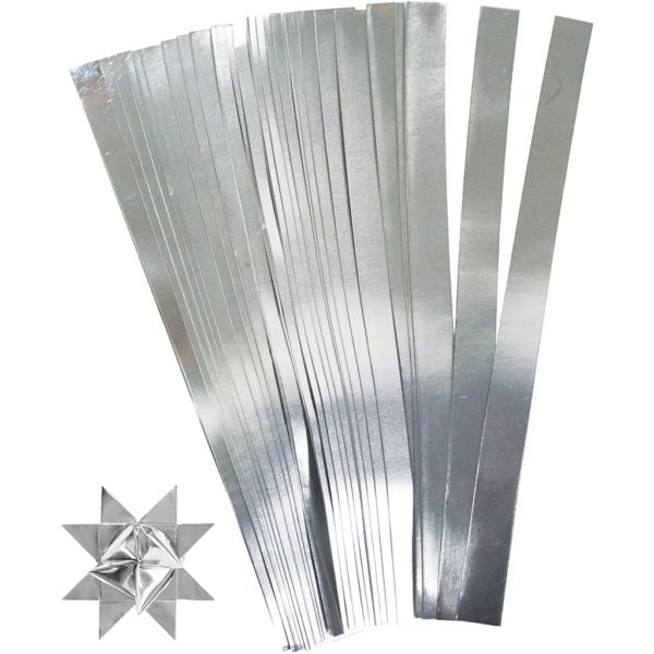 Papierstreifen für Sterne, L 45 cm, D 6,5 cm, B 15 mm, Silber, 100 Streifen/ 1 Pck – Bild 4