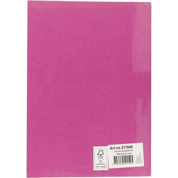 Karton, farbig, A4, 210x297 mm, 180 g, Pink, 20 Bl./ 1 Pck – Bild 3