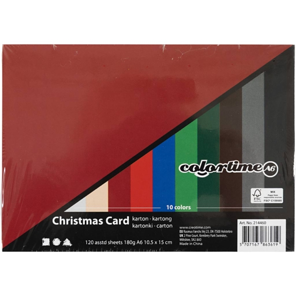 Weihnachts-Karton, A6, 105x148 mm, 180 g, Sortierte Farben, 120 Bl. sort./ 1 Pck – Bild 3