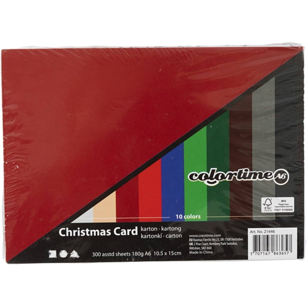 Weihnachts-Karton, A6, 105x148 mm, 180 g, Sortierte Farben, 300 Bl. sort./ 1 Pck – Bild 3