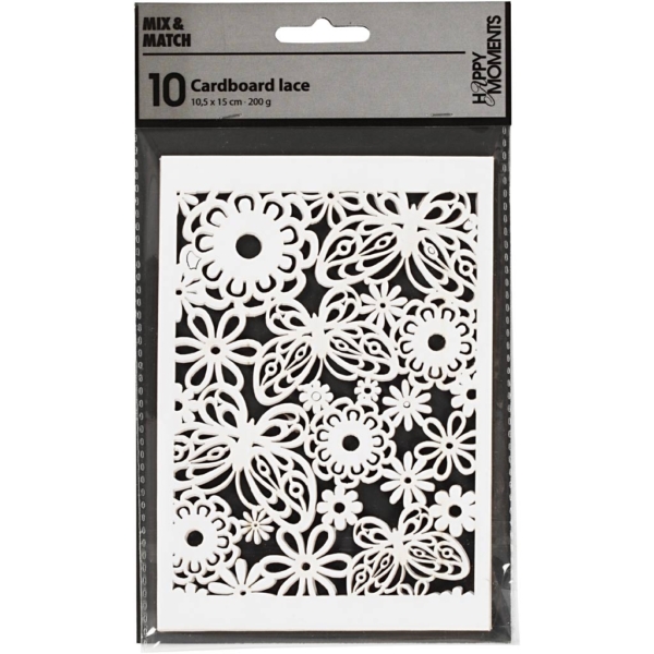 Karton mit Spitze, 10,5x15 cm, 200 g, Weiß, 10 Stk/ 1 Pck – Bild 2