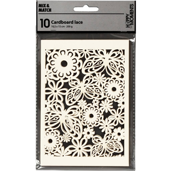 Karton mit Spitze, 10,5x15 cm, 200 g, Naturweiß, 10 Stk/ 1 Pck – Bild 2
