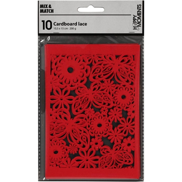 Karton mit Spitze, 10,5x15 cm, 200 g, Rot, 10 Stk/ 1 Pck – Bild 2