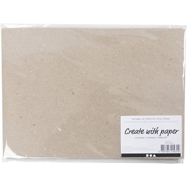 Kraftpapier, A4, 210x297 mm, 135 g, Graubraun, 20 Bl./ 1 Pck – Bild 2