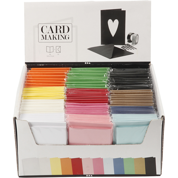 Karten & Kuverts im Set mit Display, Kartengröße 10,5x15 cm, Umschlaggröße 11,5x16,5 cm, Sortierte Farben, 12x10 Pck/ 1 Pck – Bild 2