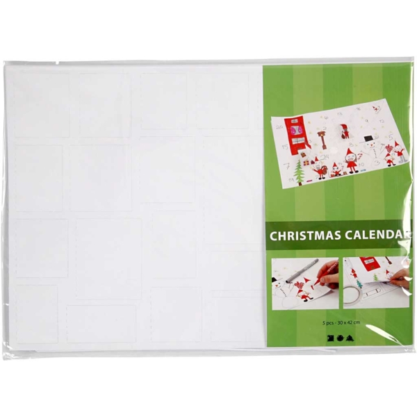 Adventkalender, Größe 30x42 cm, Weiß, 5 Stk/ 1 Pck – Bild 2