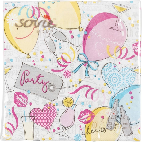 Papierservietten, Luftballons, Größe 33x33 cm, 20 Stk/ 1 Pck – Bild 2