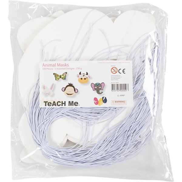 Tiermasken, H 13-24 cm, B 20-28 cm, 230 g, Weiß, 100 Stk/ 1 Pck – Bild 2