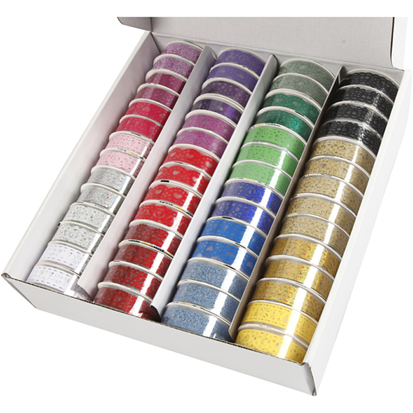 Klebeband mit Spitzenmuster - Sortiment, B 15 mm, Sortierte Farben, 56x3 m/ 1 Pck – Bild 4