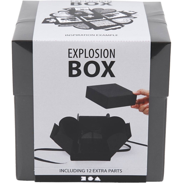 Explosion Box, Größe 7x7x7,5+12x12x12 cm, Schwarz, 1 Stk – Bild 2