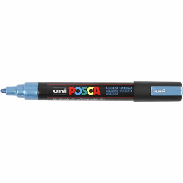 Posca Marker , Nr. PC-5M, Strichstärke 2,5 mm, Metallic-Blau, 1 Stk – Bild 3