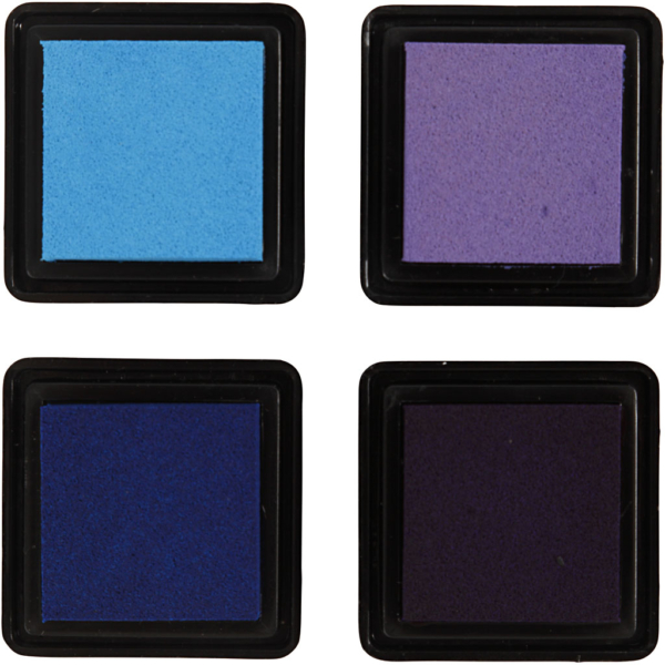 Stempelkissen, H 2 cm, Größe 3,5x3,5 cm, Blau, Himmelblau, Flieder, Violett, 4 Stk/ 1 Pck – Bild 2