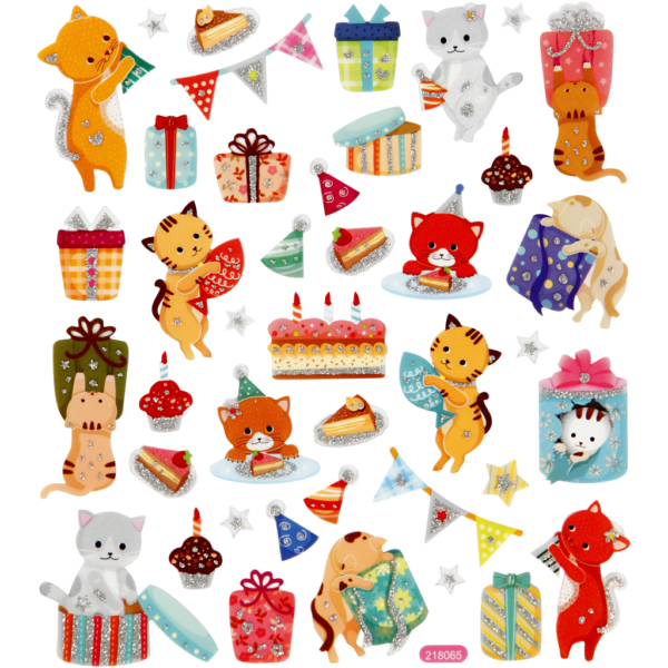 Sticker, Geburtstagskätzchen, 15x16,5 cm, 1 Bl.