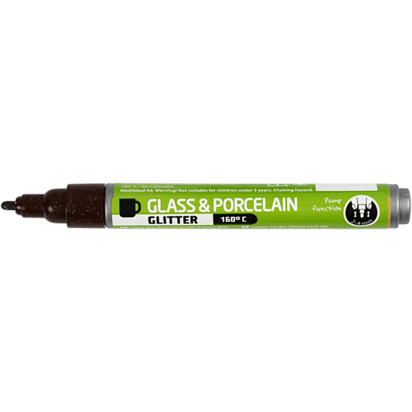 Glas-/Porzellanmalstift, Glitter, Strichstärke 2-4 mm, Halbdeckend, Braun, 1 Stk – Bild 3