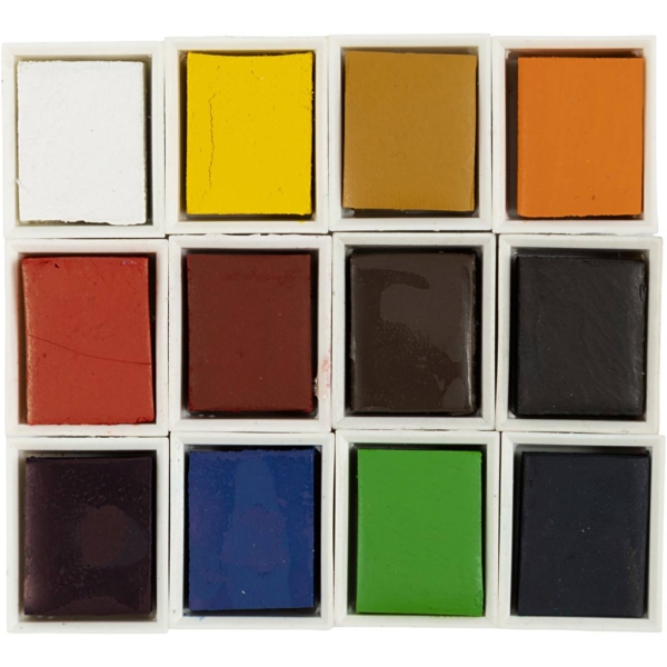 Art Aqua Aquarellfarbe, Halbwannen, Größe 10x15x20 mm, Standard-Farben, 12 Farbe/ 1 Pck – Bild 7