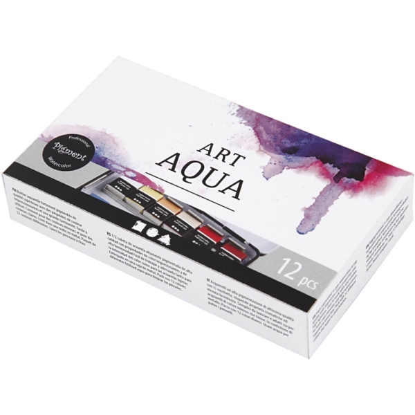 Art Aqua Aquarellfarbe, Halbwannen, Größe 10x15x20 mm, Standard-Farben, 12 Farbe/ 1 Pck – Bild 5
