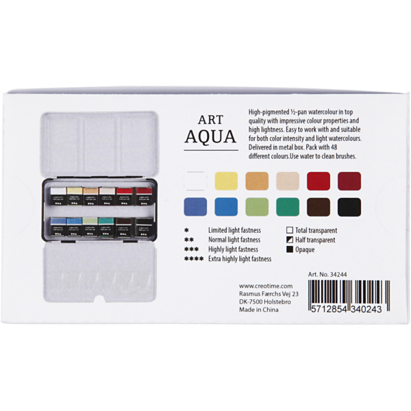 Art Aqua Aquarellfarbe, Halbwannen, Größe 10x15x20 mm, Standard-Farben, 12 Farbe/ 1 Pck – Bild 6