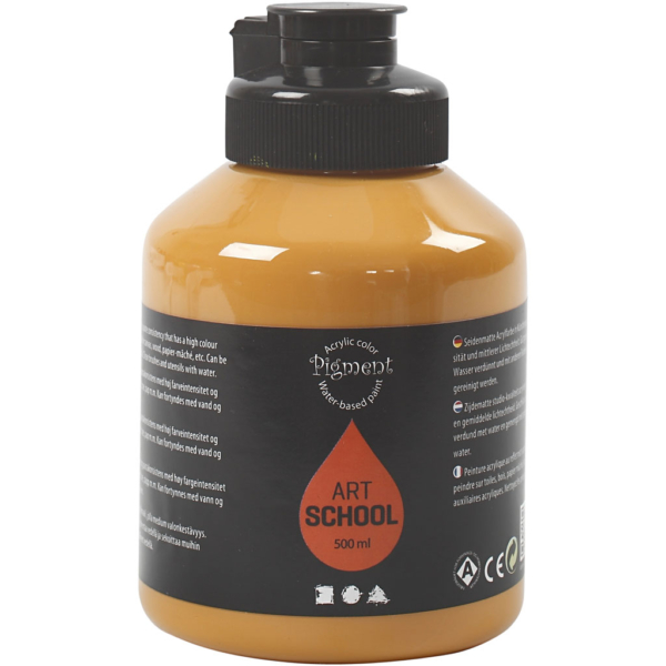 Pigment Art School-Farbe, Mattglänzend, Deckend, Ocker, 500 ml/ 1 Fl.