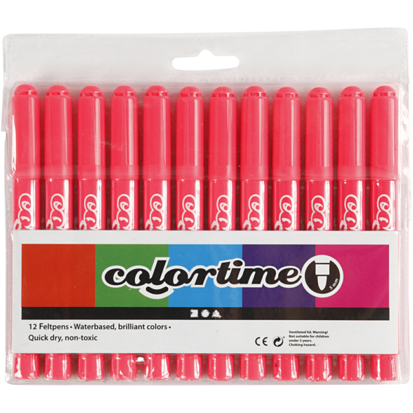 Colortime Filzstifte, Strichstärke 5 mm, Pink, 12 Stk/ 1 Pck – Bild 3