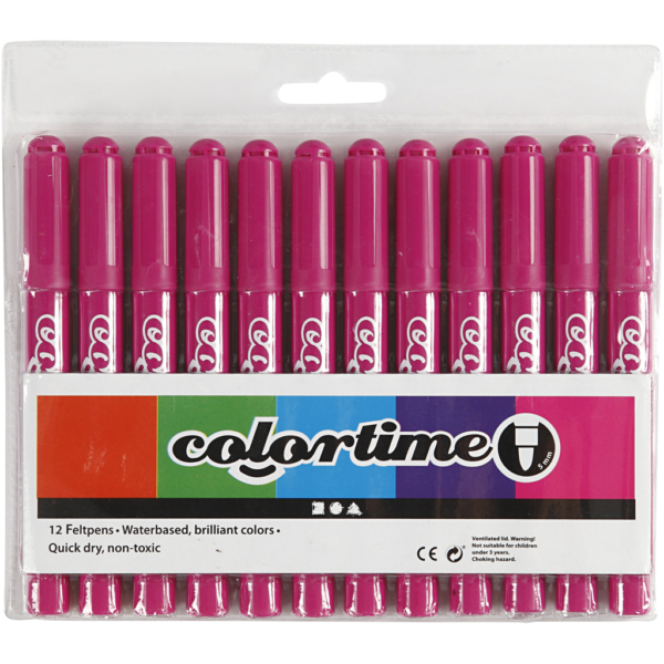 Colortime Filzstifte, Strichstärke 5 mm, Rosa, 12 Stk/ 1 Pck – Bild 3