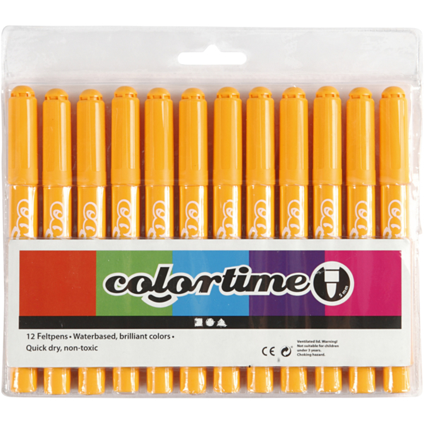 Colortime Filzstifte, Strichstärke 5 mm, Warm gelb, 12 Stk/ 1 Pck – Bild 3