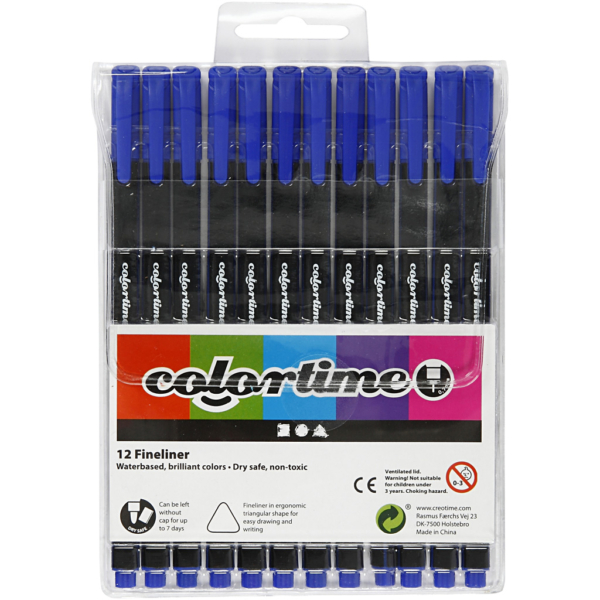 Colortime Fineliner, Strichstärke 0,6-0,7 mm, Dunkelblau, 12 Stk/ 1 Pck – Bild 3