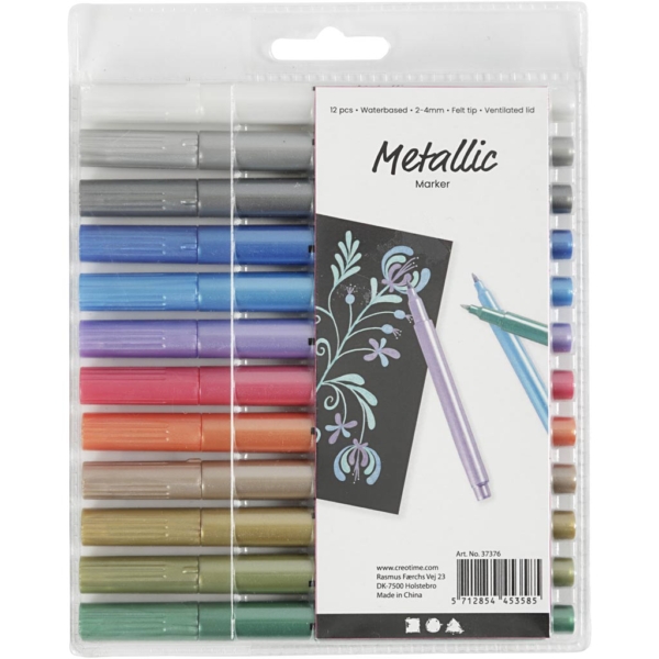 Metallic-Marker, Strichstärke 2-4 mm, Metallic-Farben, 12 Stk/ 1 Pck – Bild 2